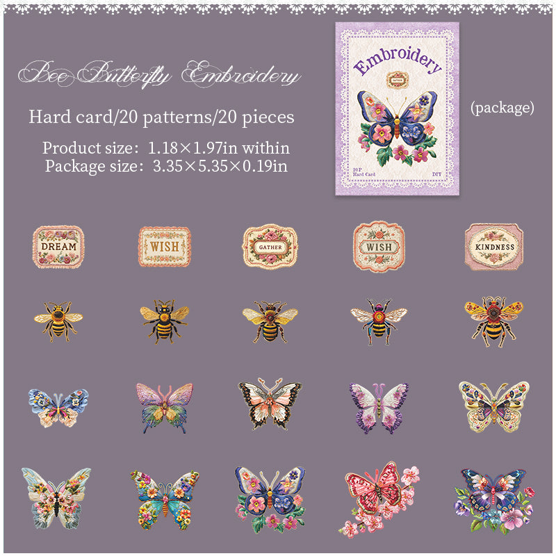 0811 Embroidered patches cardstock Sticker -20Pcs each pack