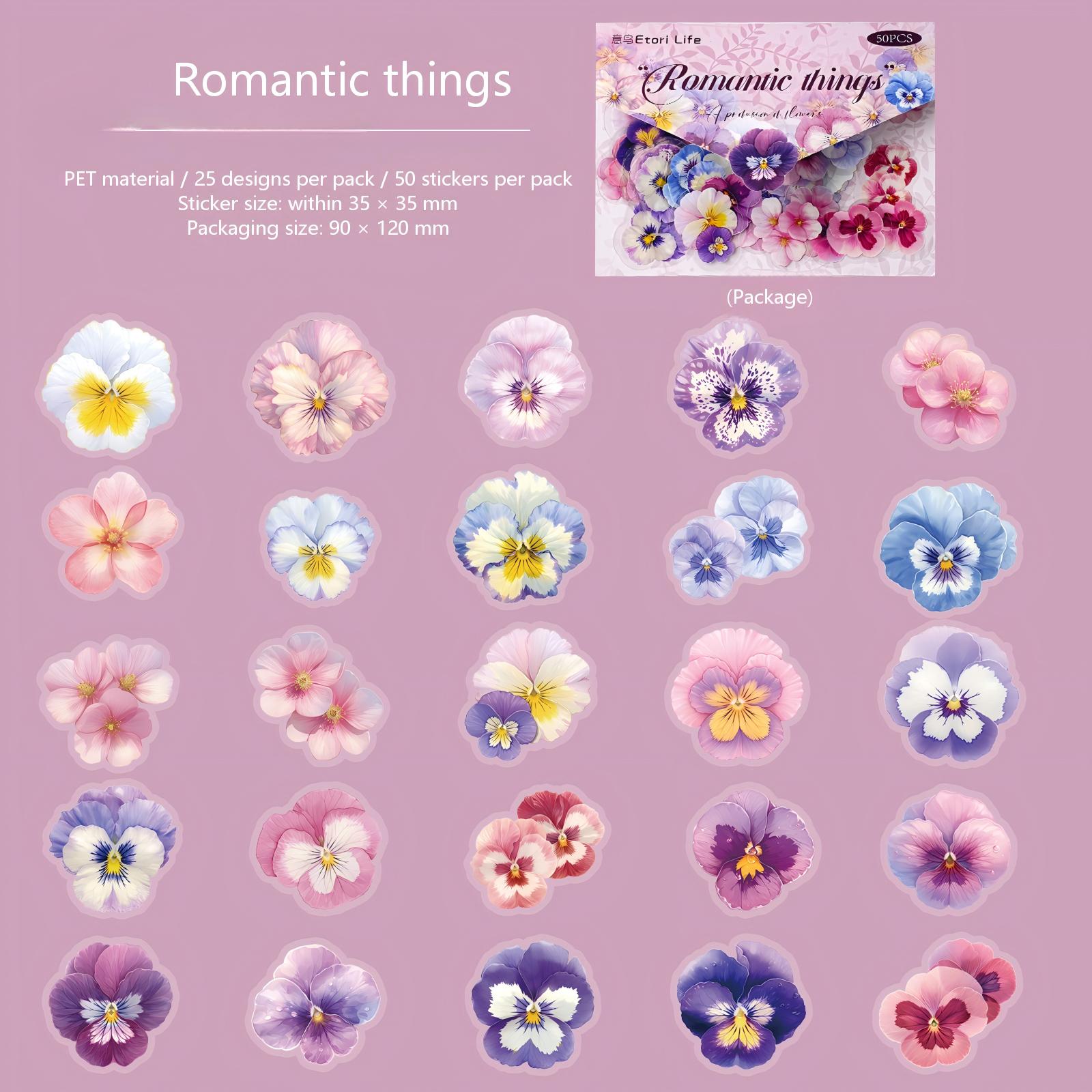 260122 Flower theme PET sticker -50Pcs each pack