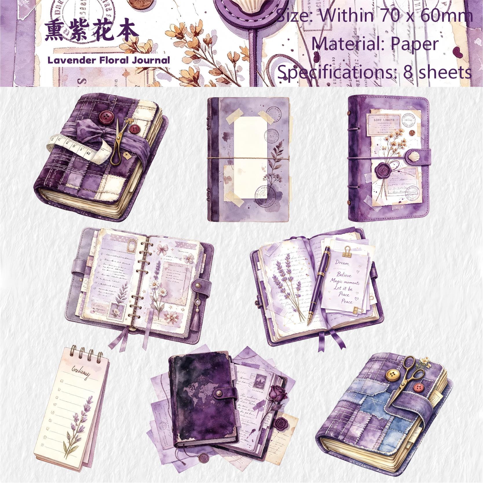 Vintage Notebook Journal Solid Stickers -8Pcs each pack