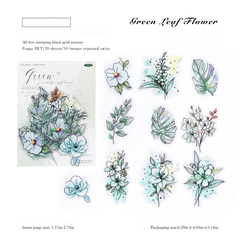 0827 Flowers PET Sticker -20Pcs each pack