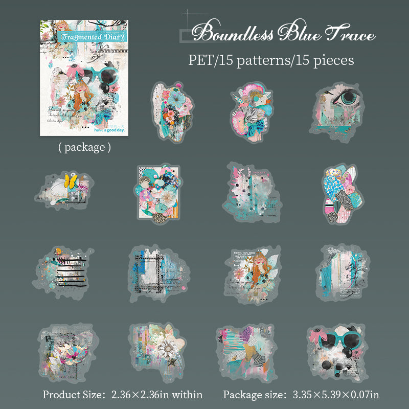 1111 Fragmentary diary PET sticker -15Pcs each pack