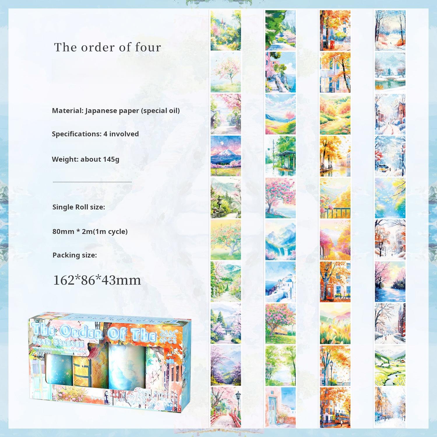 0816 Four Seasons clear rather Washi Tape Set 4 rolls 8cm*2m