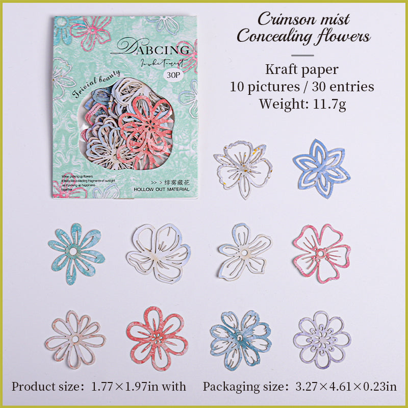 0521 Dancing in white mist Series die cut cardstock Paper -30Pcs each pack