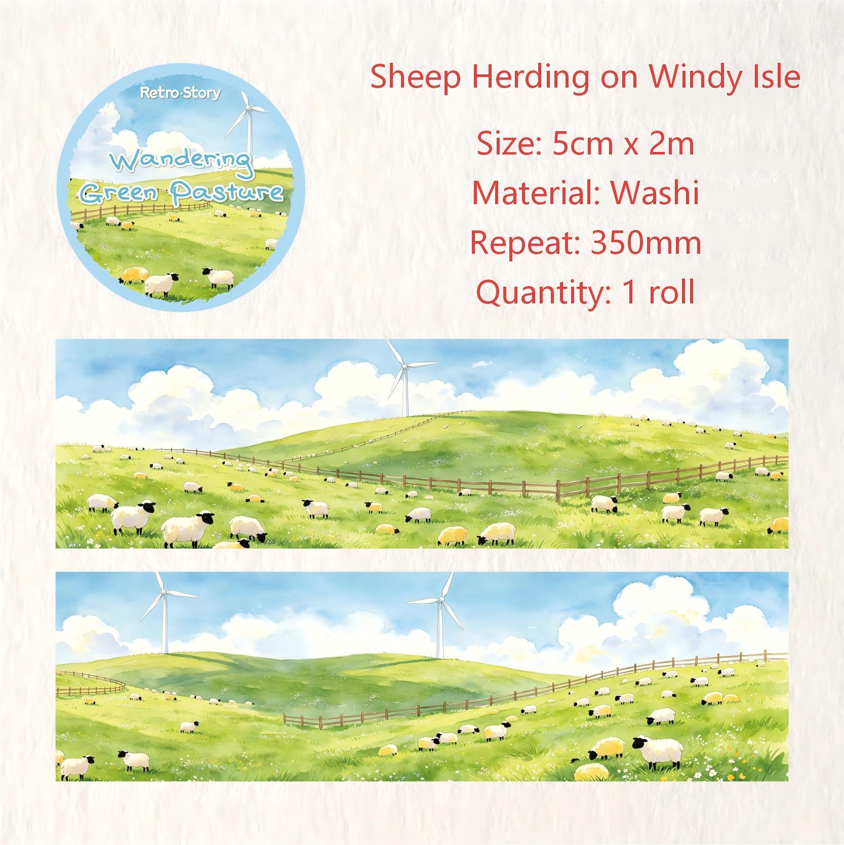 Wandering Green Pasture Washi Tape (5cm x 2m)