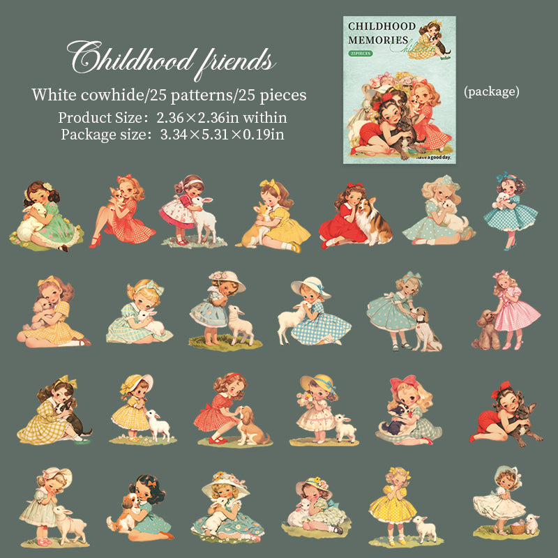 1014 Vintage girls Solid Sticker -25Pcs each pack