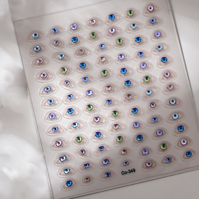 260109 M281- Evil eye Embossed Mini sticker 1 Pcs