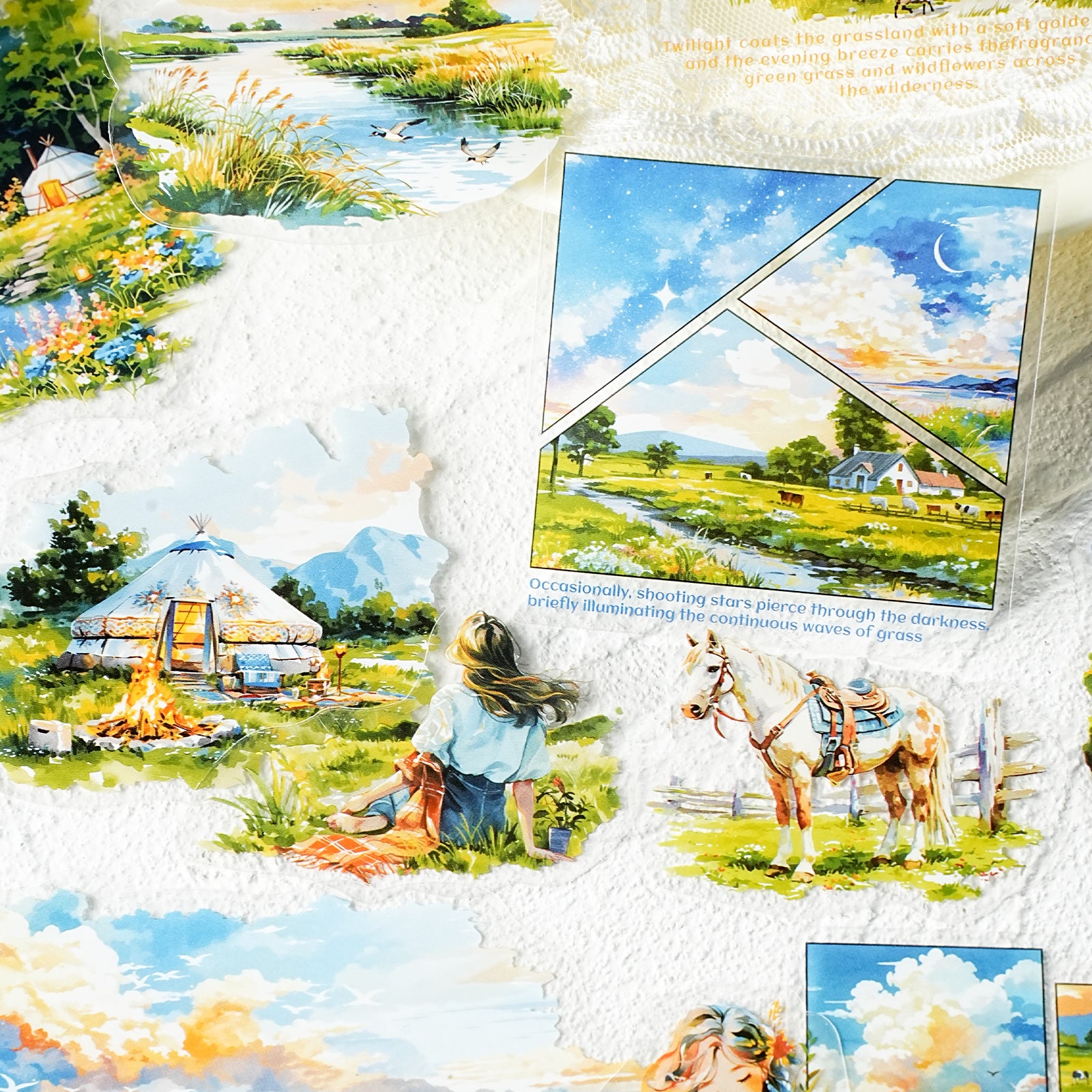 260316 Endless Grassland PET Sticker -15Pcs each pack