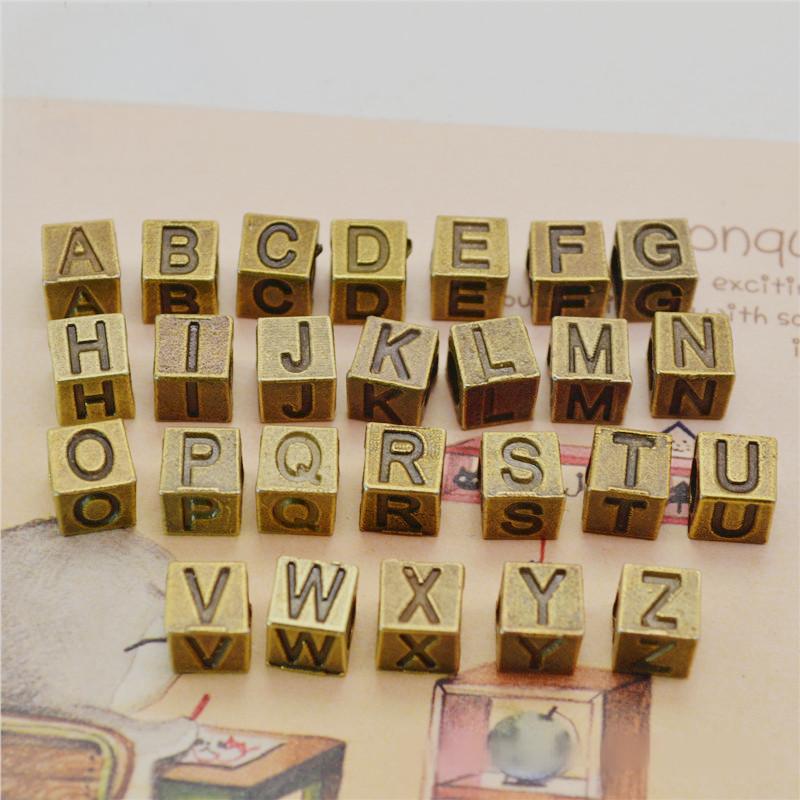 1029 Vintage square letter woven material 1 pack 26 pcs