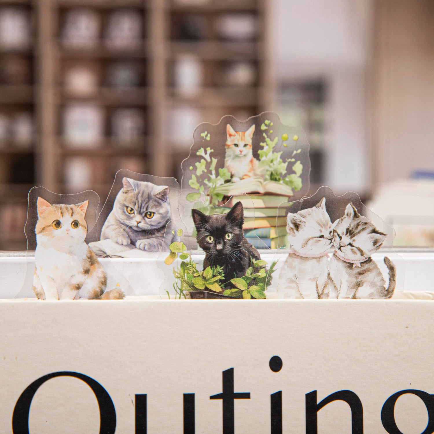 0305 The cat in the bookstore Series Stickers -15Pcs each pack