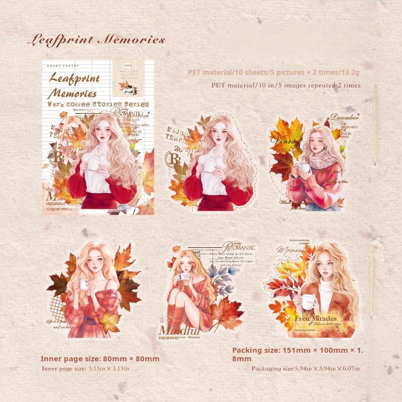 1031 Autumn Warm Coffee PET sticker -10Pcs each pack