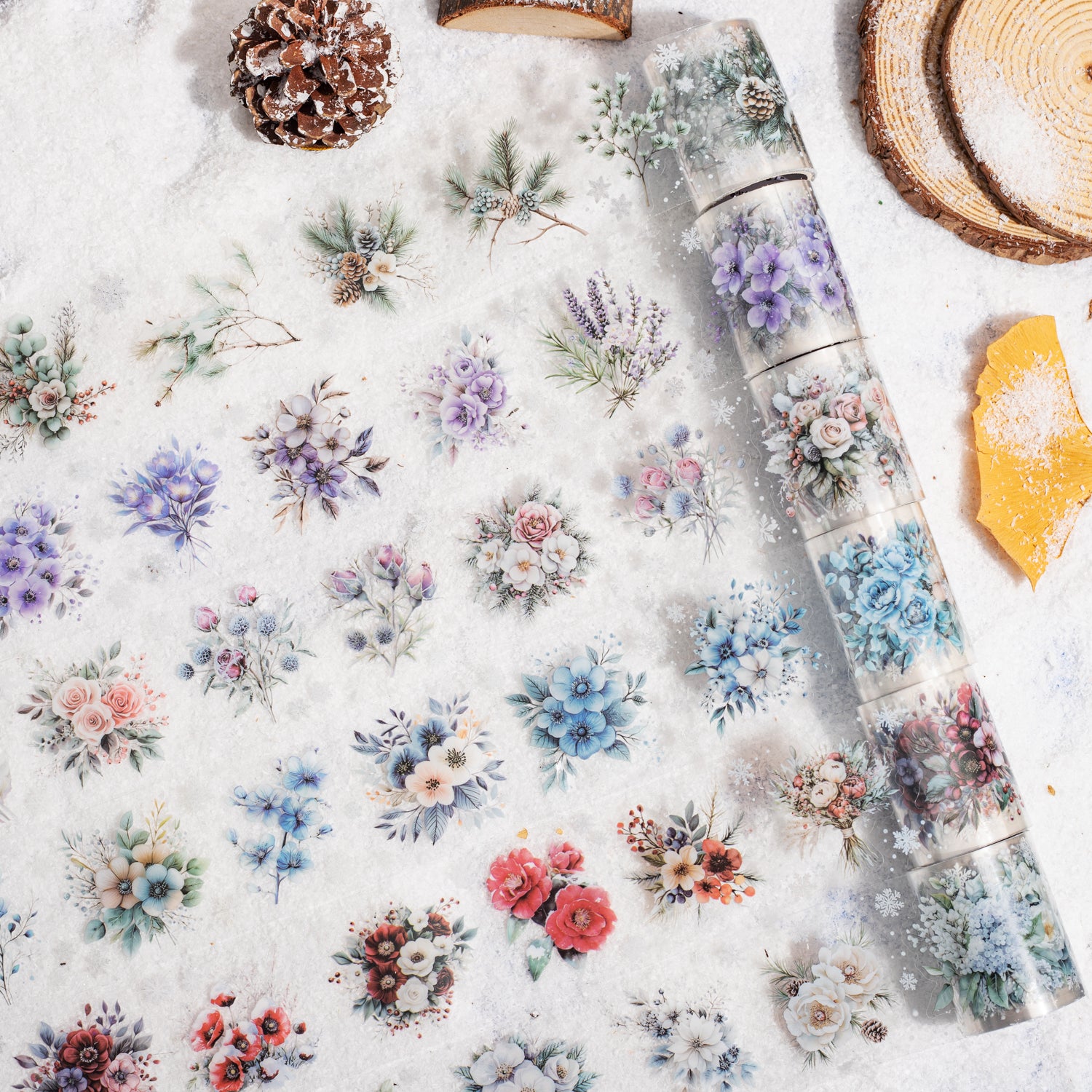 1101 Winter flowers pre-cut PET tape -5cm*2m