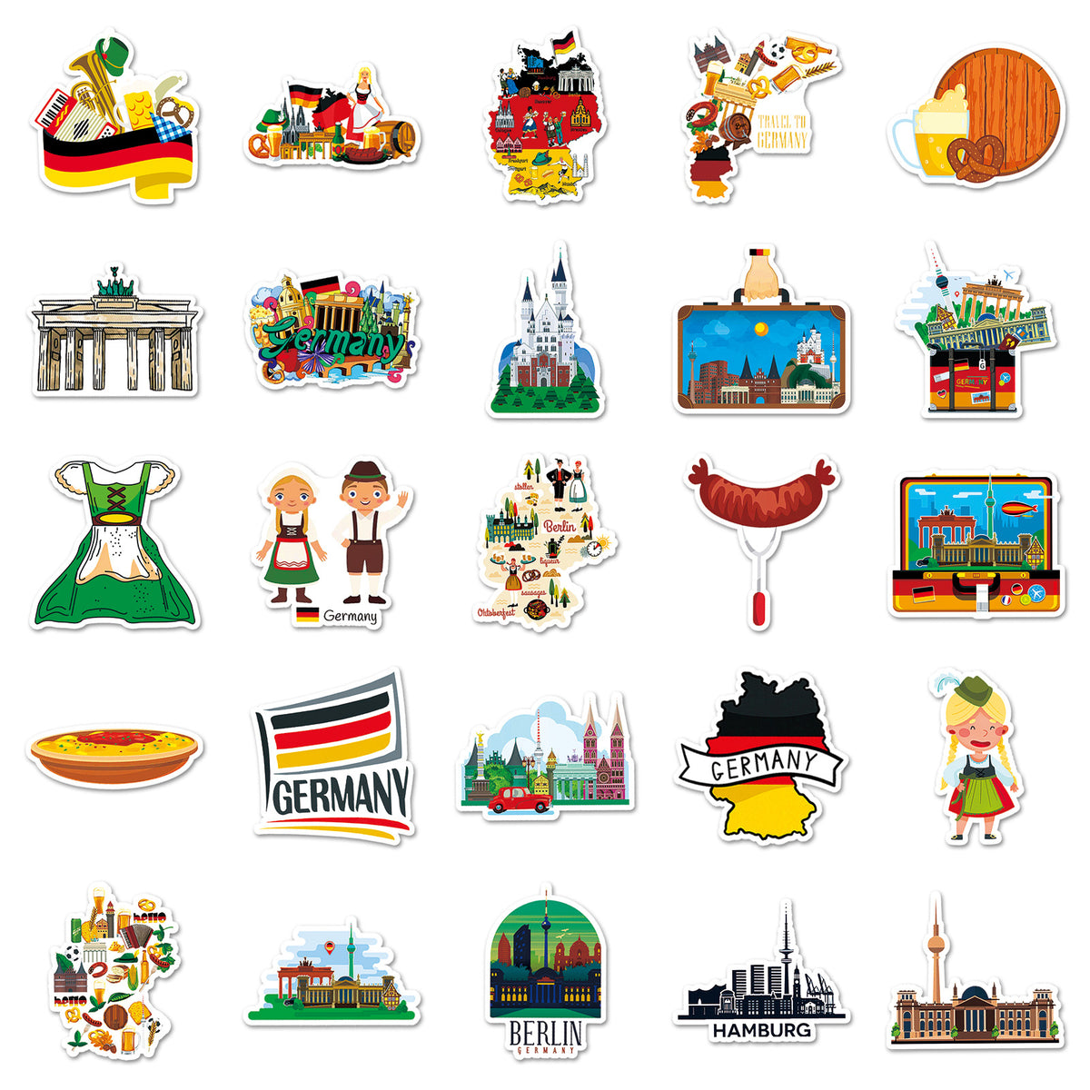 Germany Sticker Design 0617 50 Germany Stickers solid with white border – Goodiesforsoul