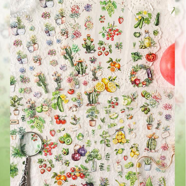 0822 Fruits and plants PET Sticker -6Pcs each pack
