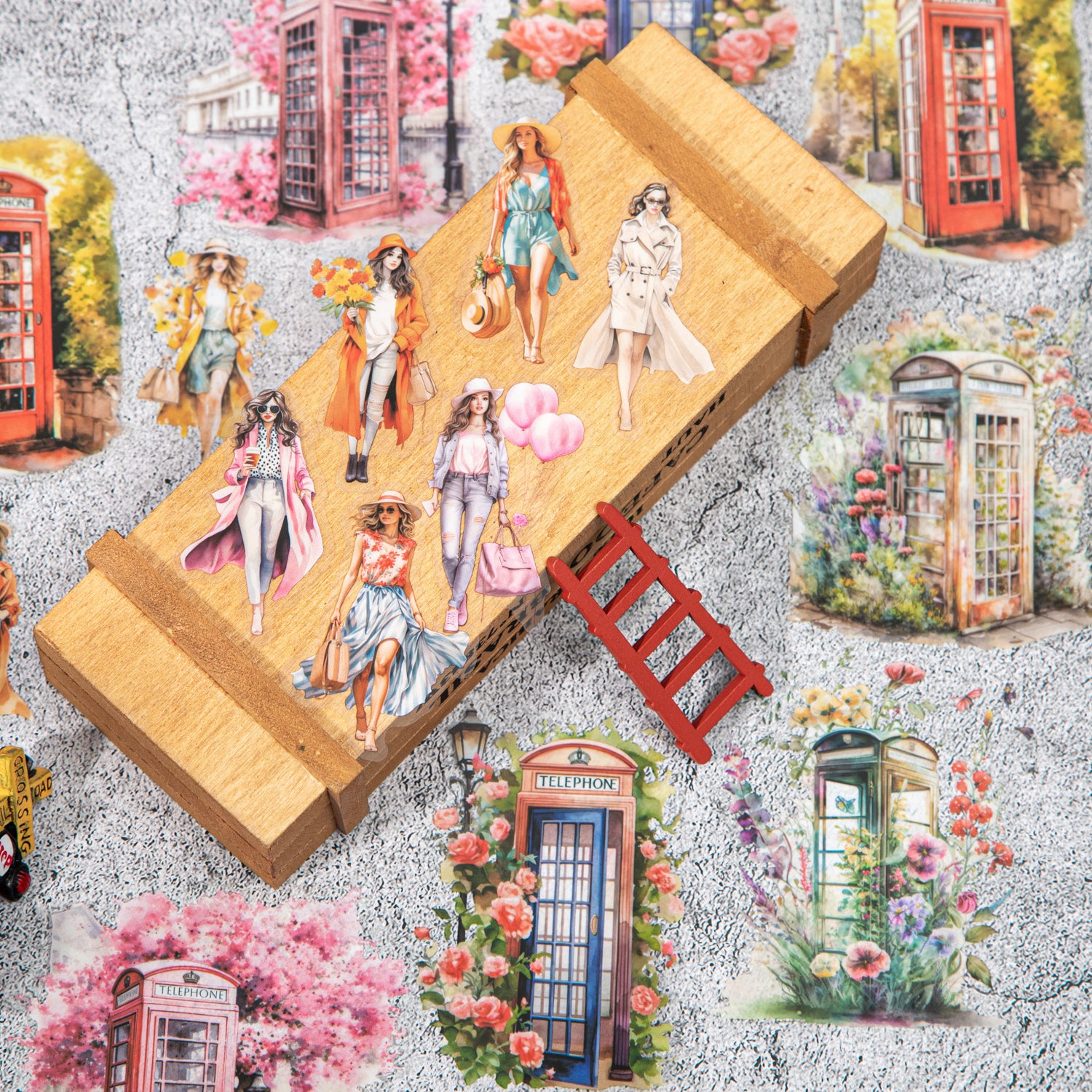 0226 Telephone Booth Series Stickers -20Pcs each pack