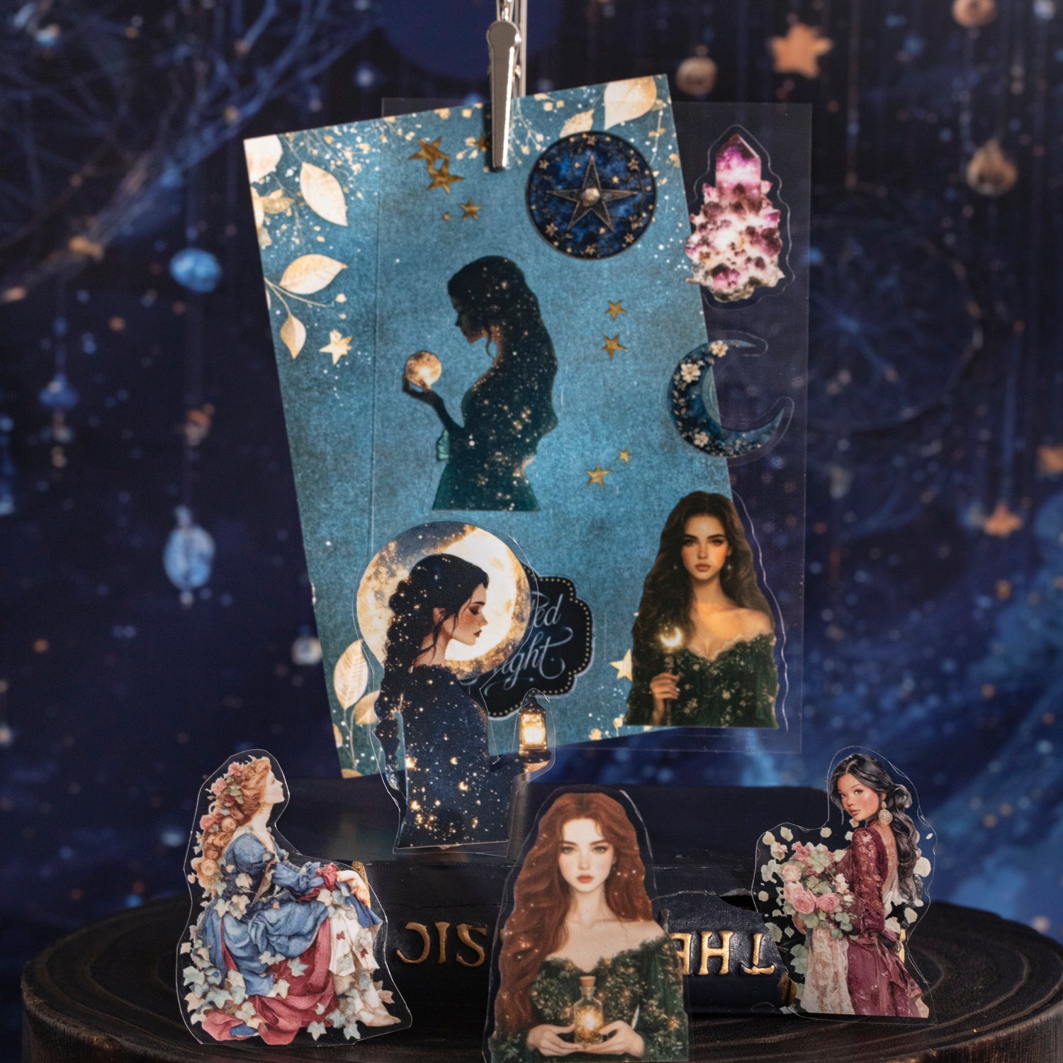 260411 Star Moon fairy tales Light paper & PET sticker Book -20Pcs each pack