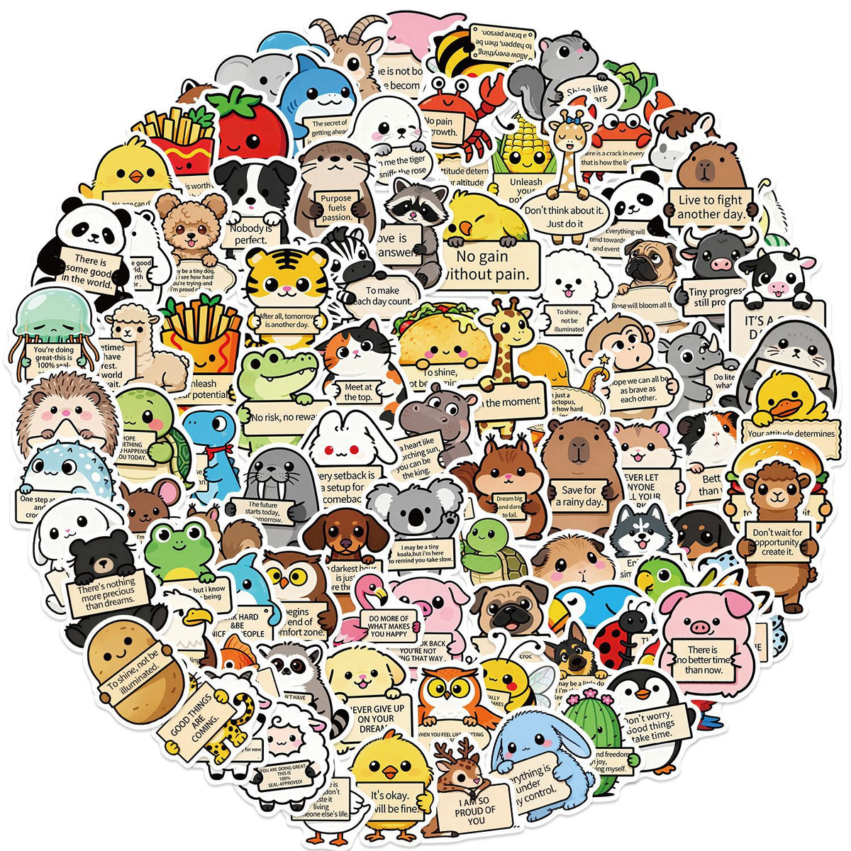 Rectangular Sticker Animals 100 Cartoon animals Stickers solid with white border – Goodiesforsoul