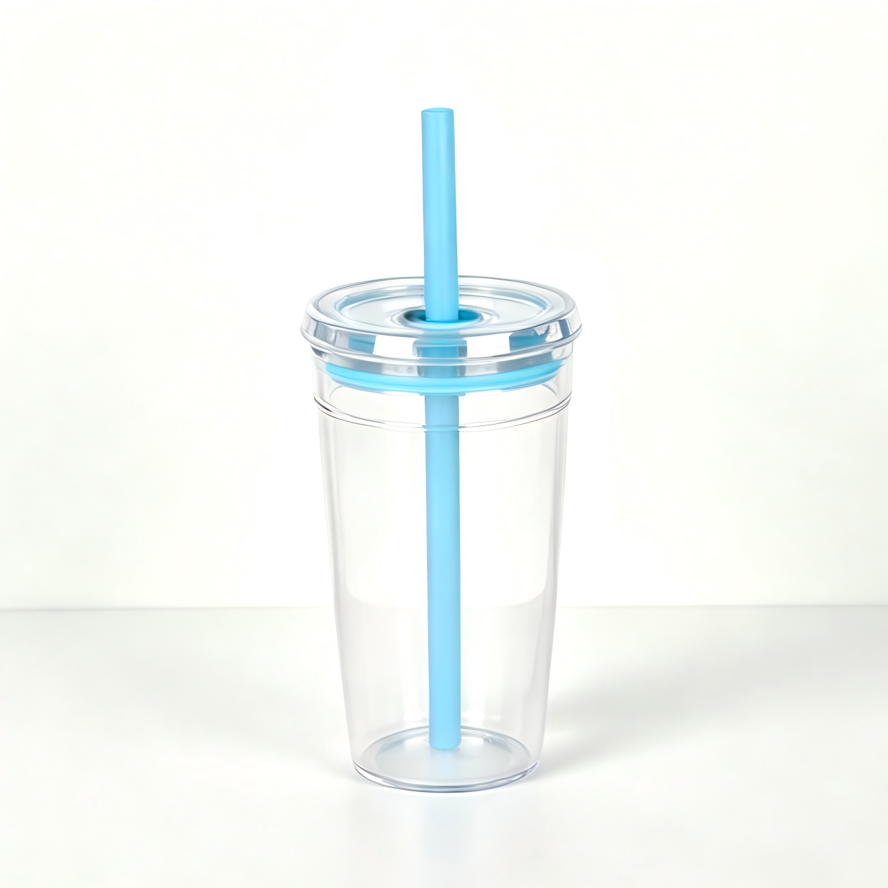 16oz Blank Clear Acrylic Tumbler with Lid & Color Straw – Perfect for Vinyl DIY