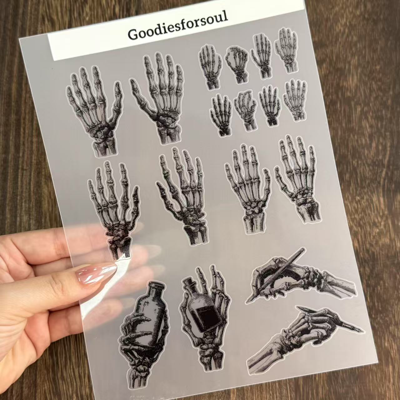 A5 Hand bones PET sticker 1pcs