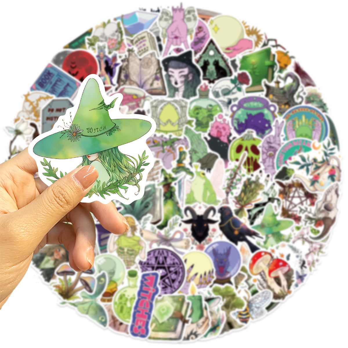 Sticker Te Magic 100 Magic witch Stickers solid with white border – Goodiesforsoul