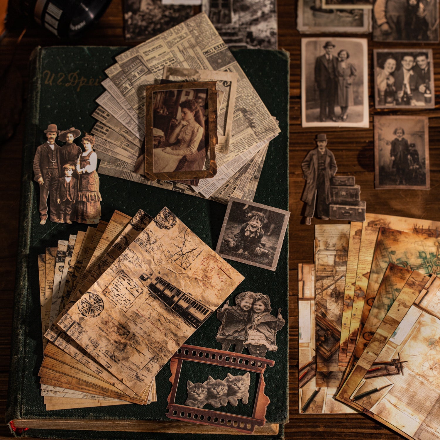 1120 Vintage photo Solid sticker -50Pcs each pack