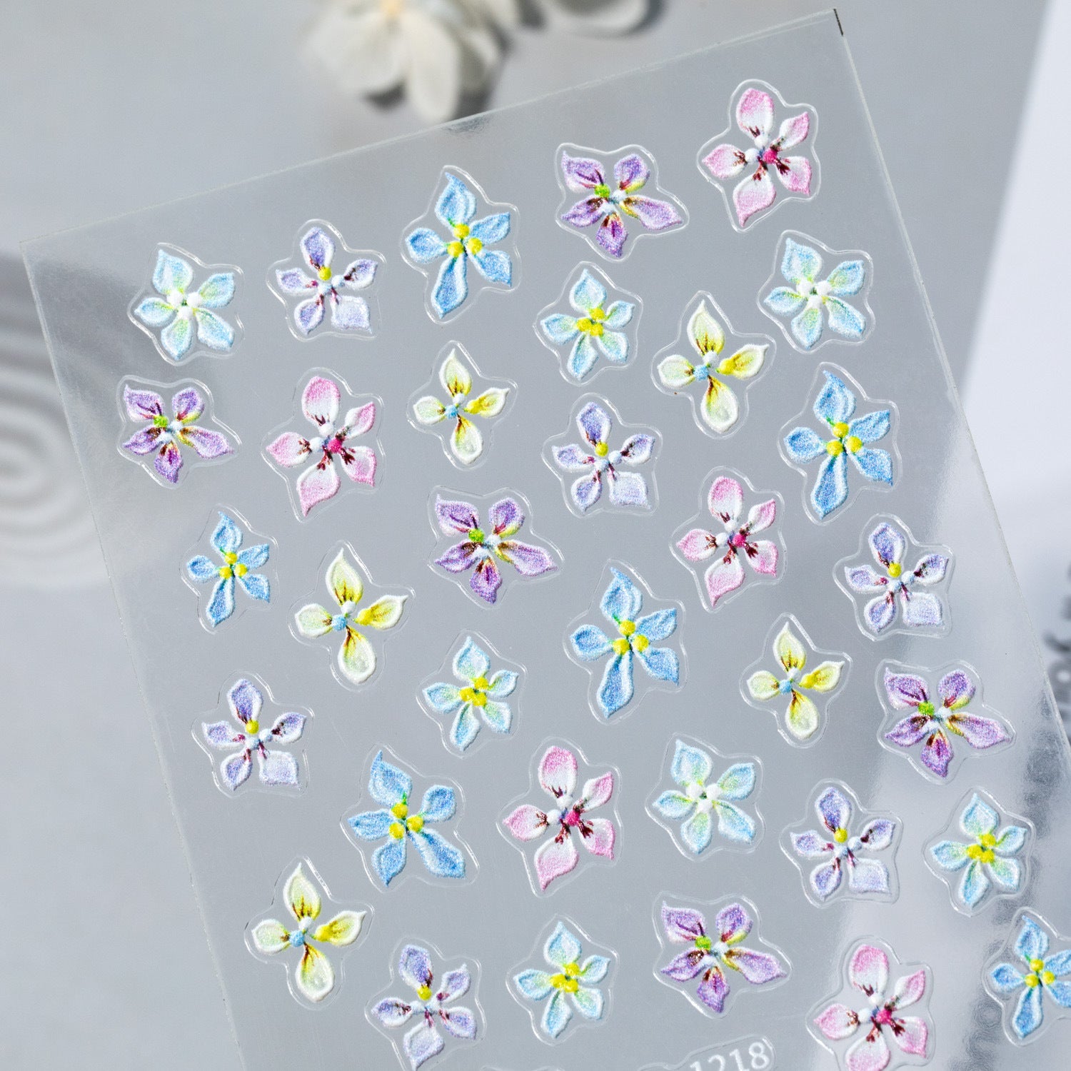 1206 M270- Flowers Embossed Mini sticker 1 Pcs