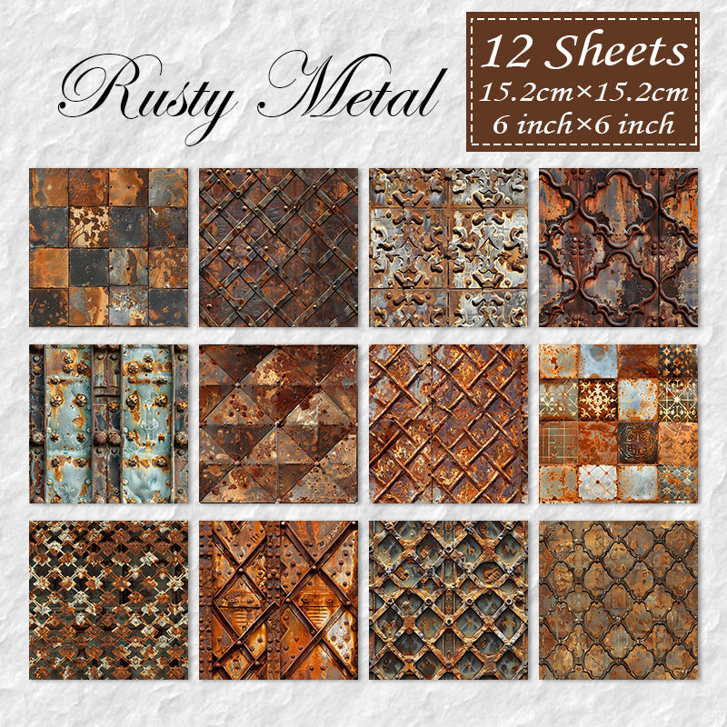 260227 Rusty metal background paper -12Pcs each pack