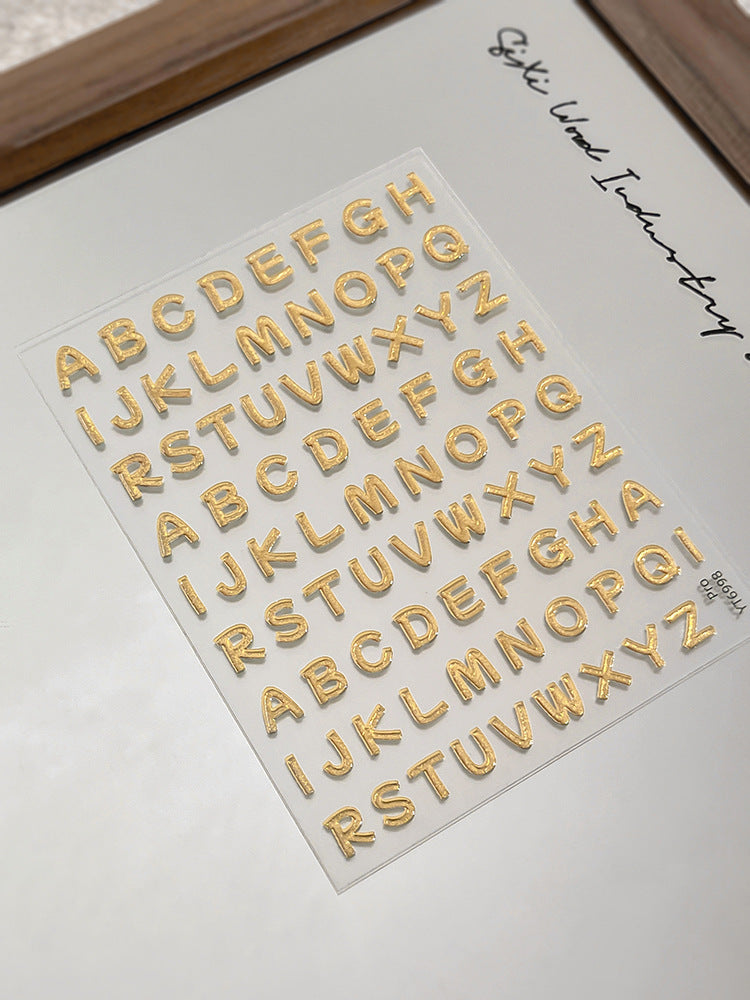 260105 M275- Gold / silver Letter Embossed Mini sticker 1 Pcs