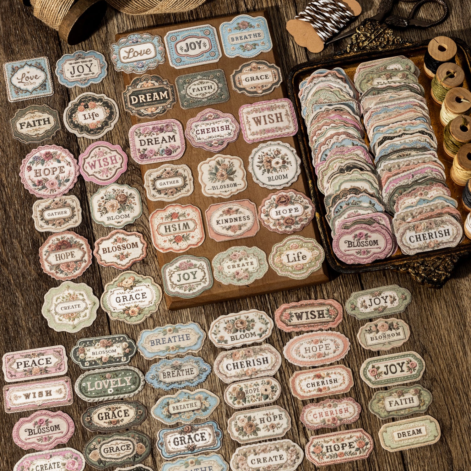 0914 Floral embroidery label Solid Sticker -20Pcs each pack