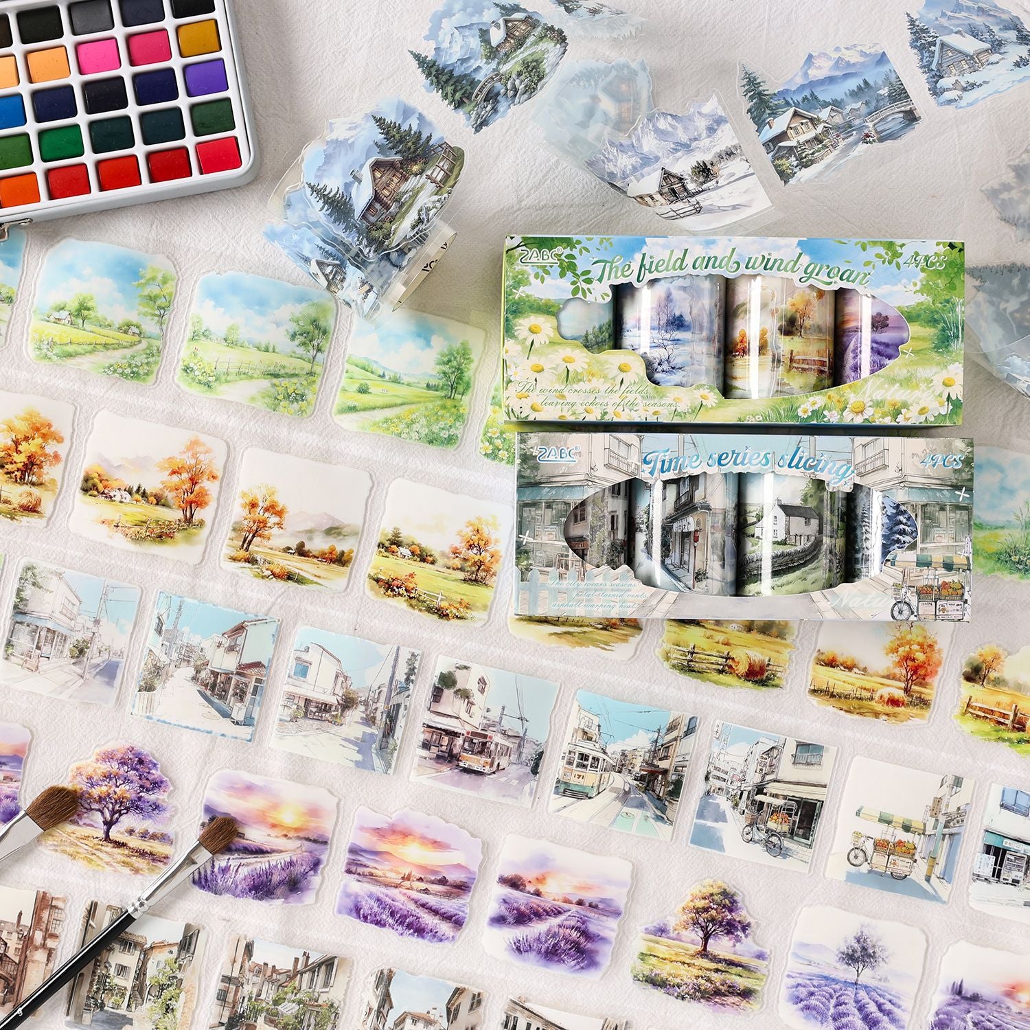 1111 Four seasons scenery PET Tape Set *pre-cut 4 rolls 6cm*2m