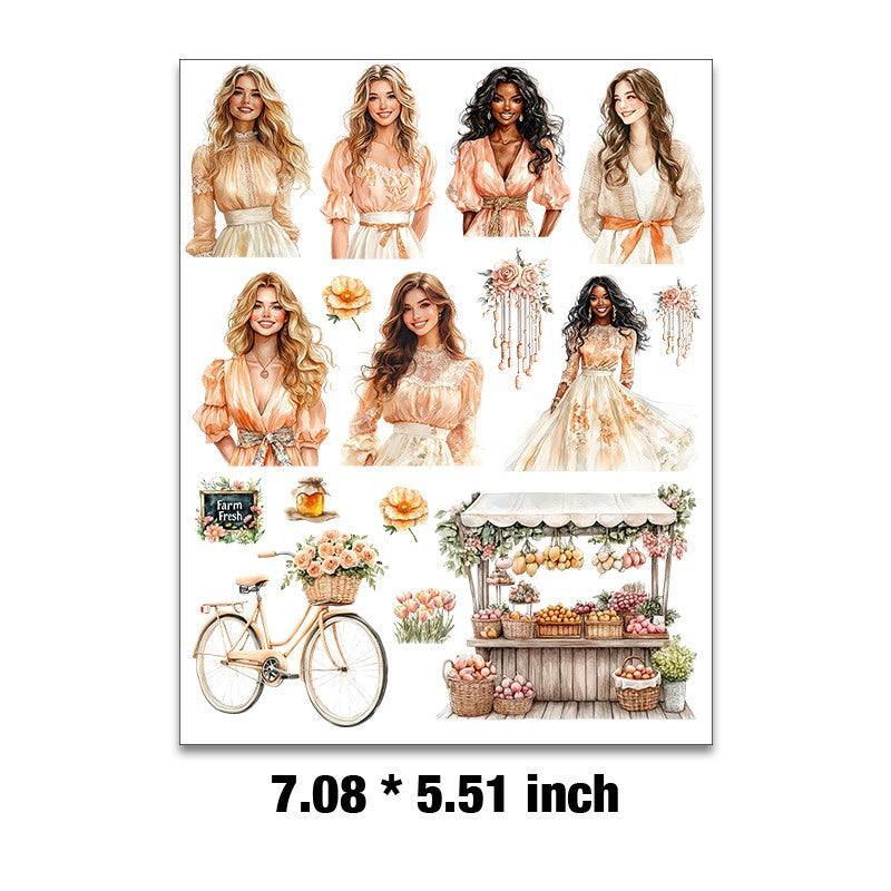 E-178- Harvest Spring Girls Embossed sticker 1 Pcs