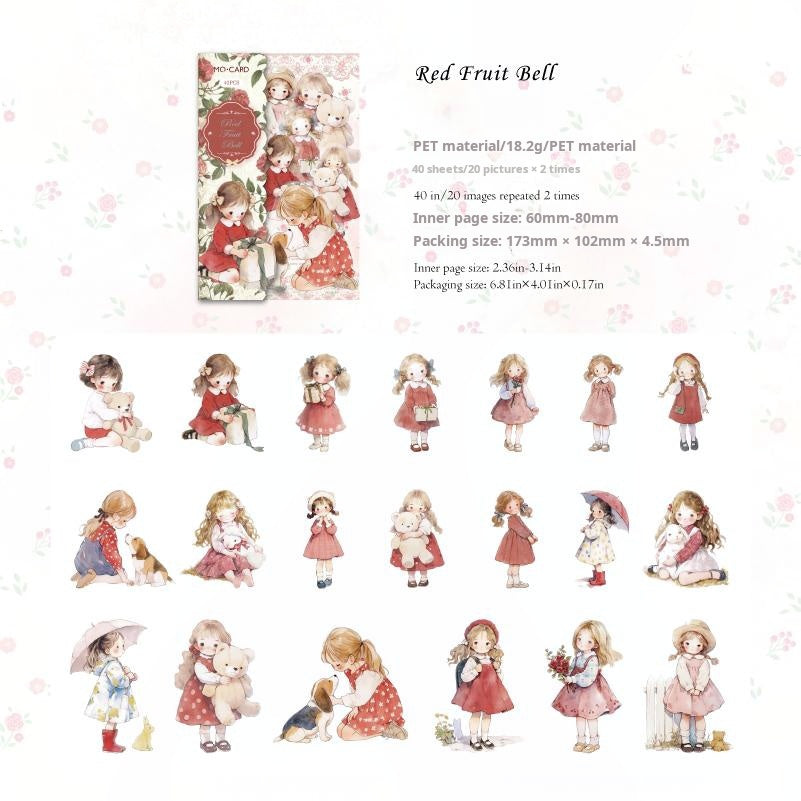 0626 Little girl PET Sticker -40Pcs each pack