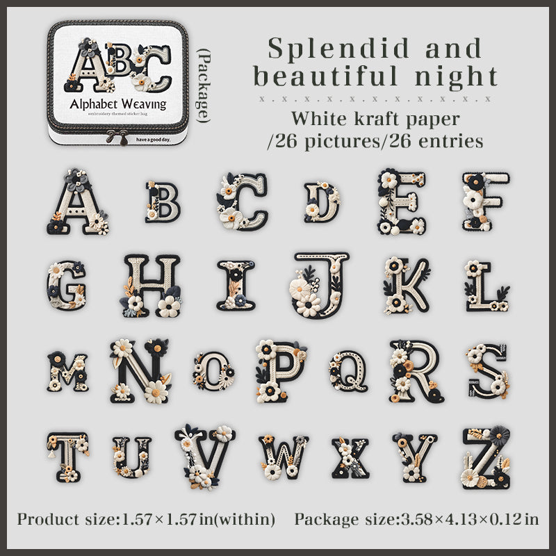 Alphabet Weaving Solid sticker -26Pcs each pack