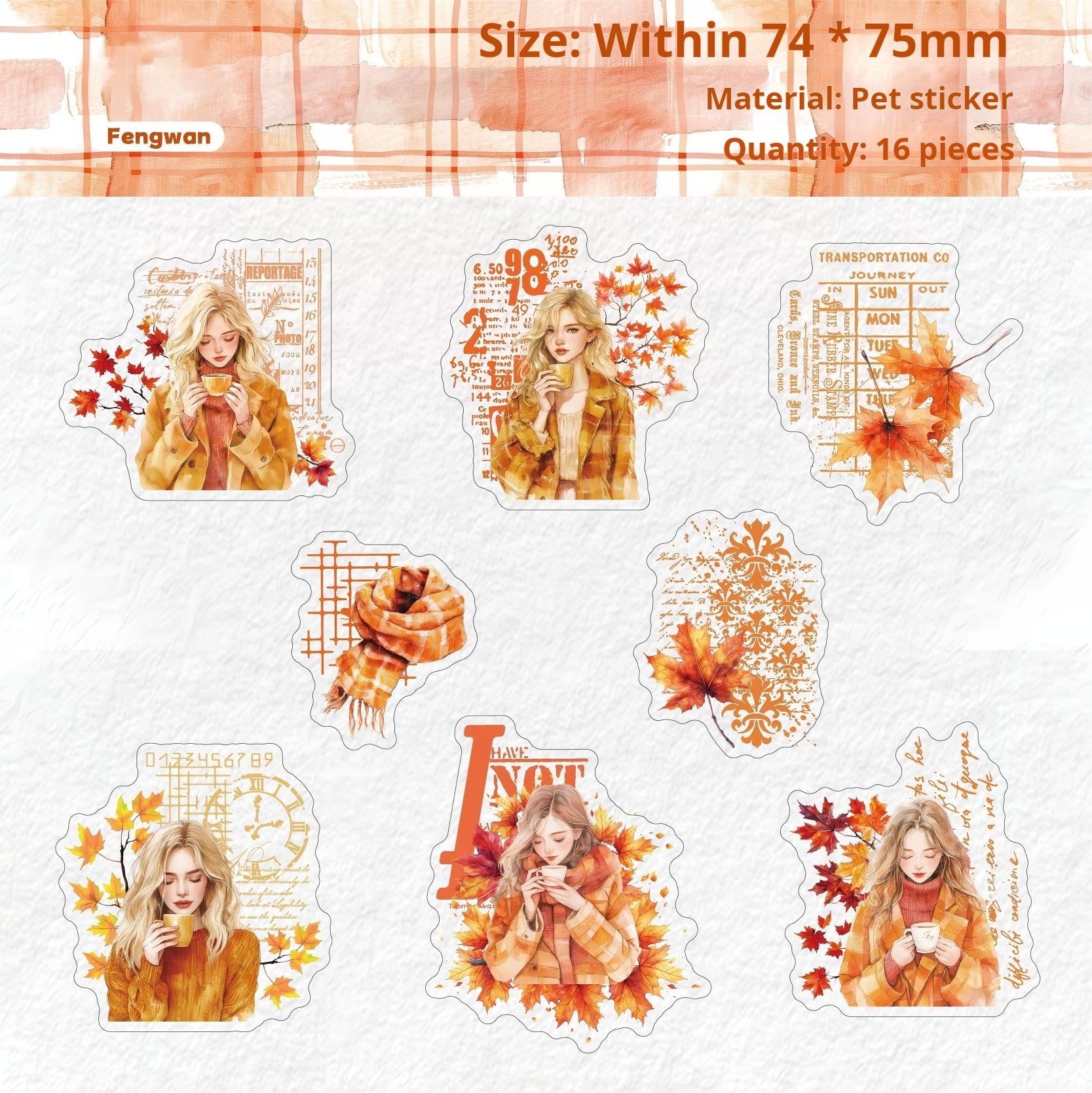 1127 Warm winter PET sticker -16Pcs each pack