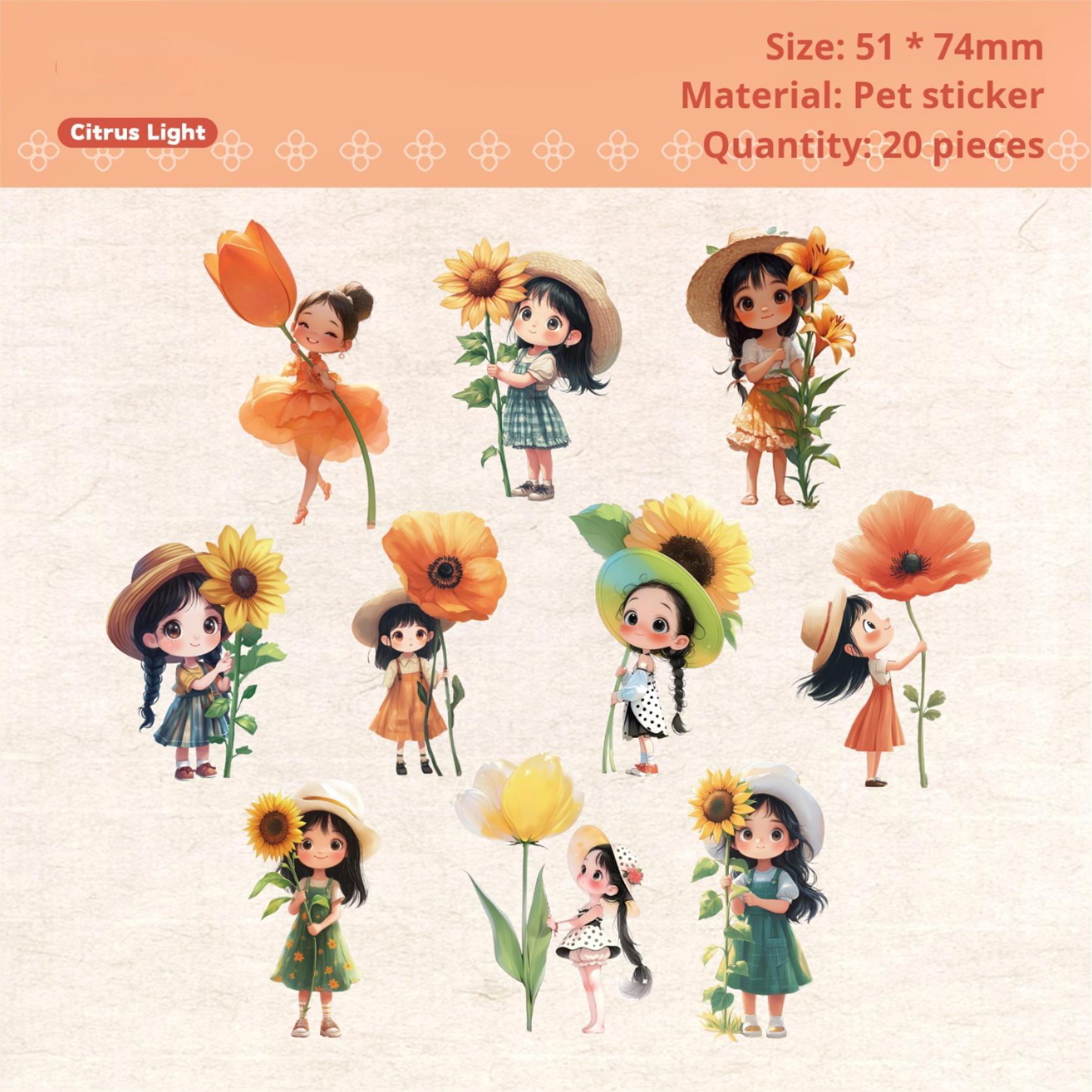 0604 Flower girl PET sticker -20Pcs each pack