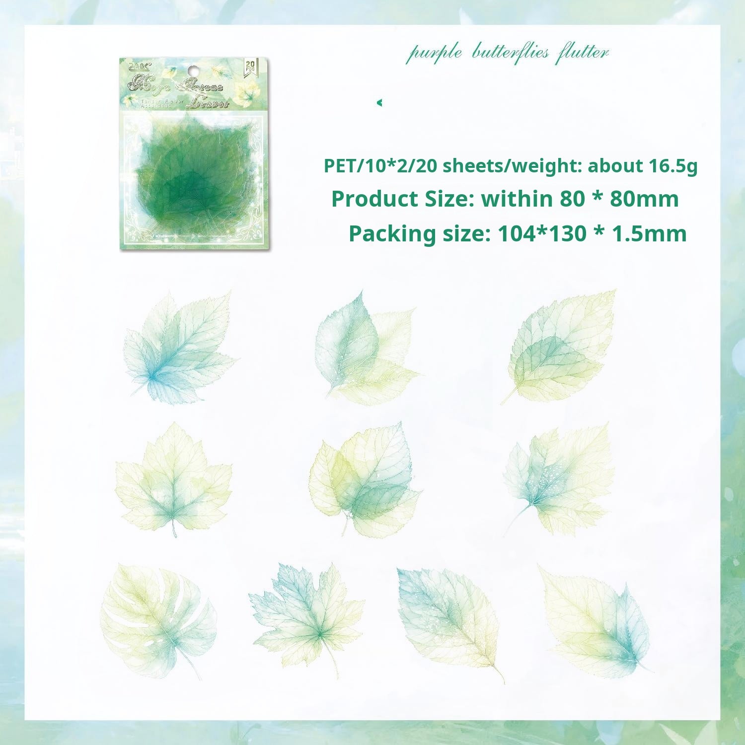 1215 Flowers PET sticker -20Pcs each pack