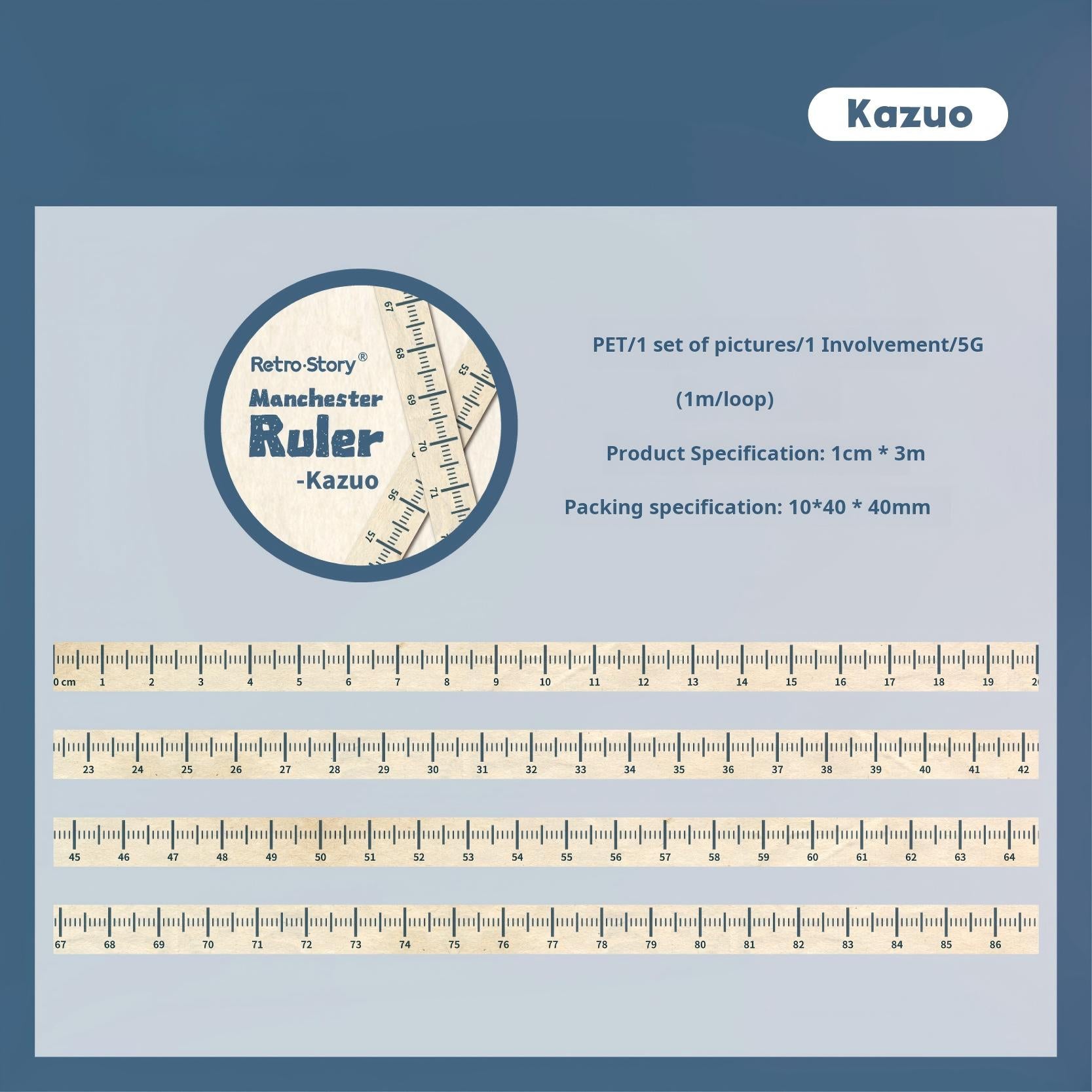 1112 Vintage ruler Washi Tape -1cm*3m