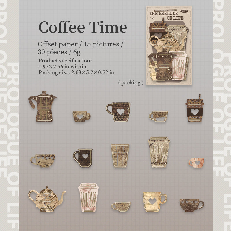 1212 The prelude of life die cut sticker -30Pcs each pack