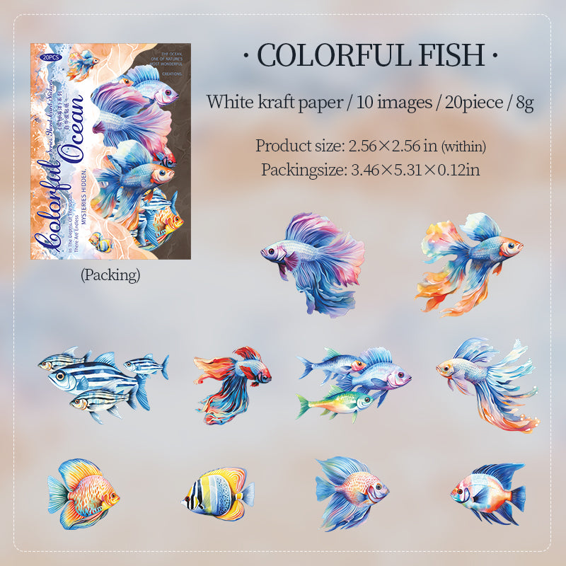0629 Colorful ocean Solid sticker -20Pcs each pack