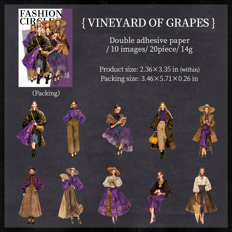 0823 Vintage fashion girls Sticker -20Pcs each pack