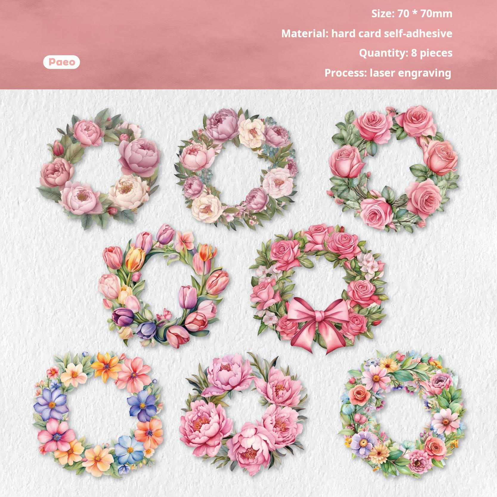 0813 Wreath cardstock Sticker -8Pcs each pack