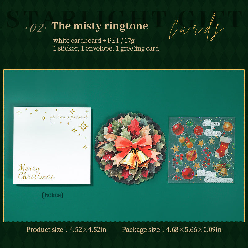 0722 Christmas card PET & cardstock Mixed pack -4Pcs each pack