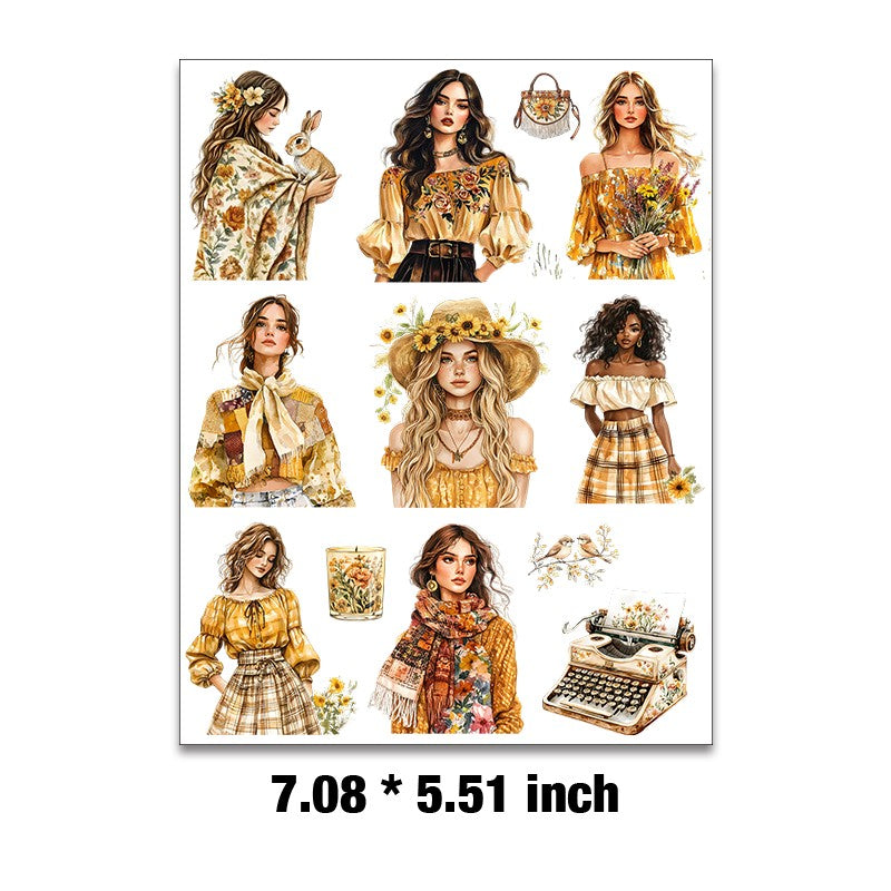 E-174- Bohemian Girl Embossed sticker 1 Pcs