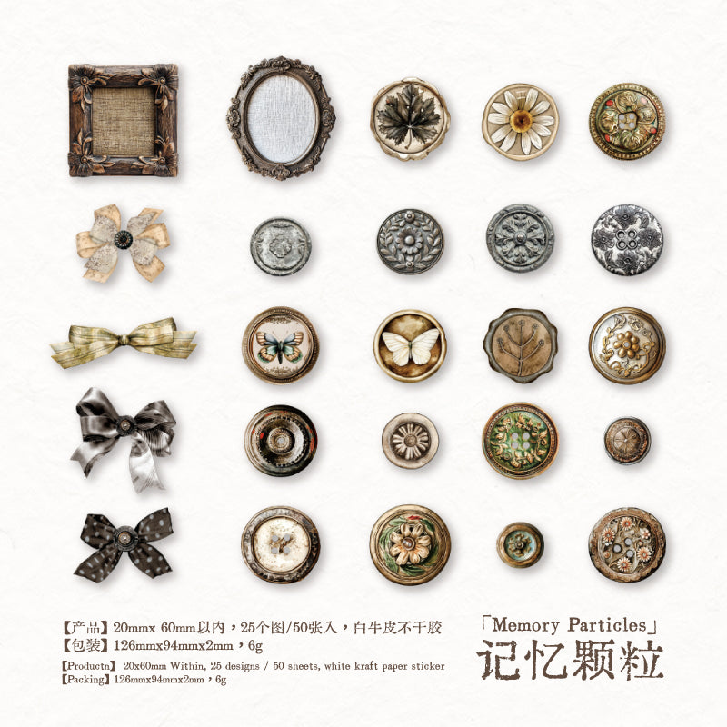 260411 Vintage Objects Solid sticker -50Pcs each pack