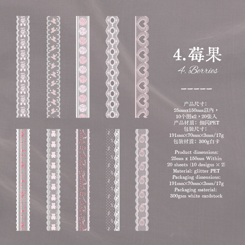 Lace Flakes PET Stickers -20Pcs each pack