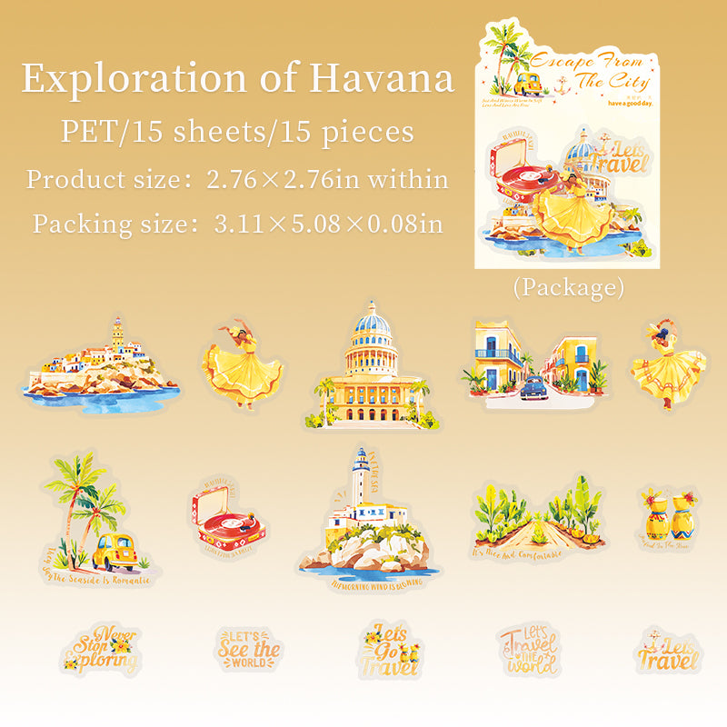 0529 Escape city plan PET Sticker -10Pcs each pack