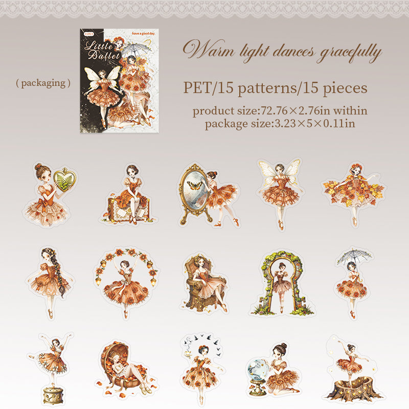 Little Ballet PET Stickers -15Pcs each pack