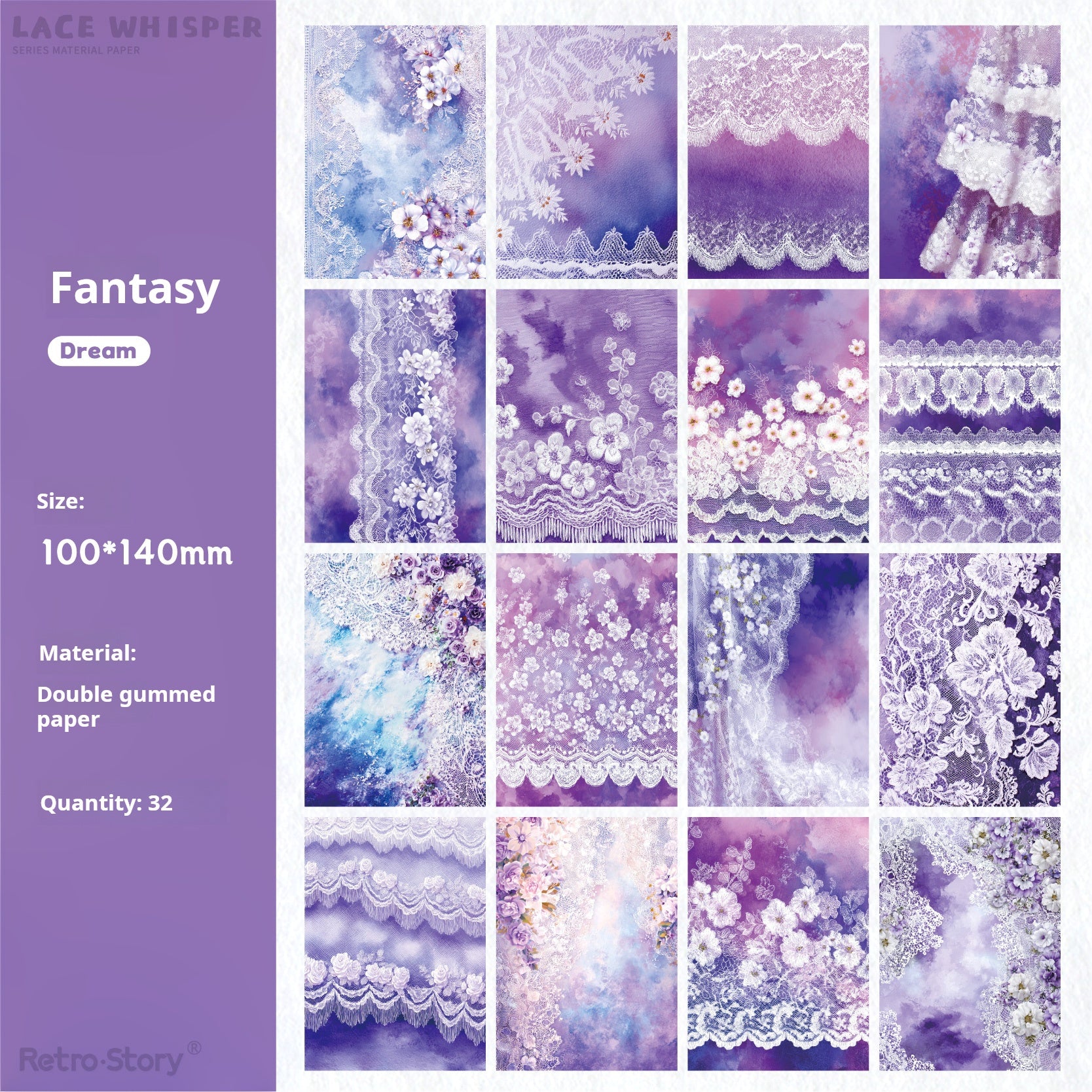 1213 Lace whisper Paper -32Pcs each pack