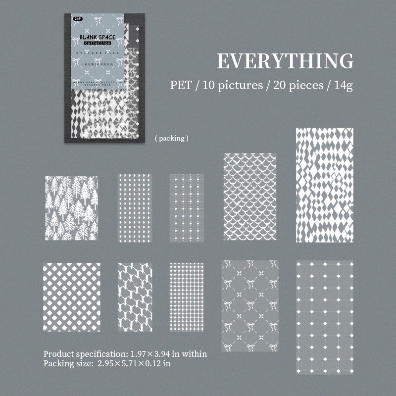 260316 Blank Space PET Sticker -20Pcs each pack