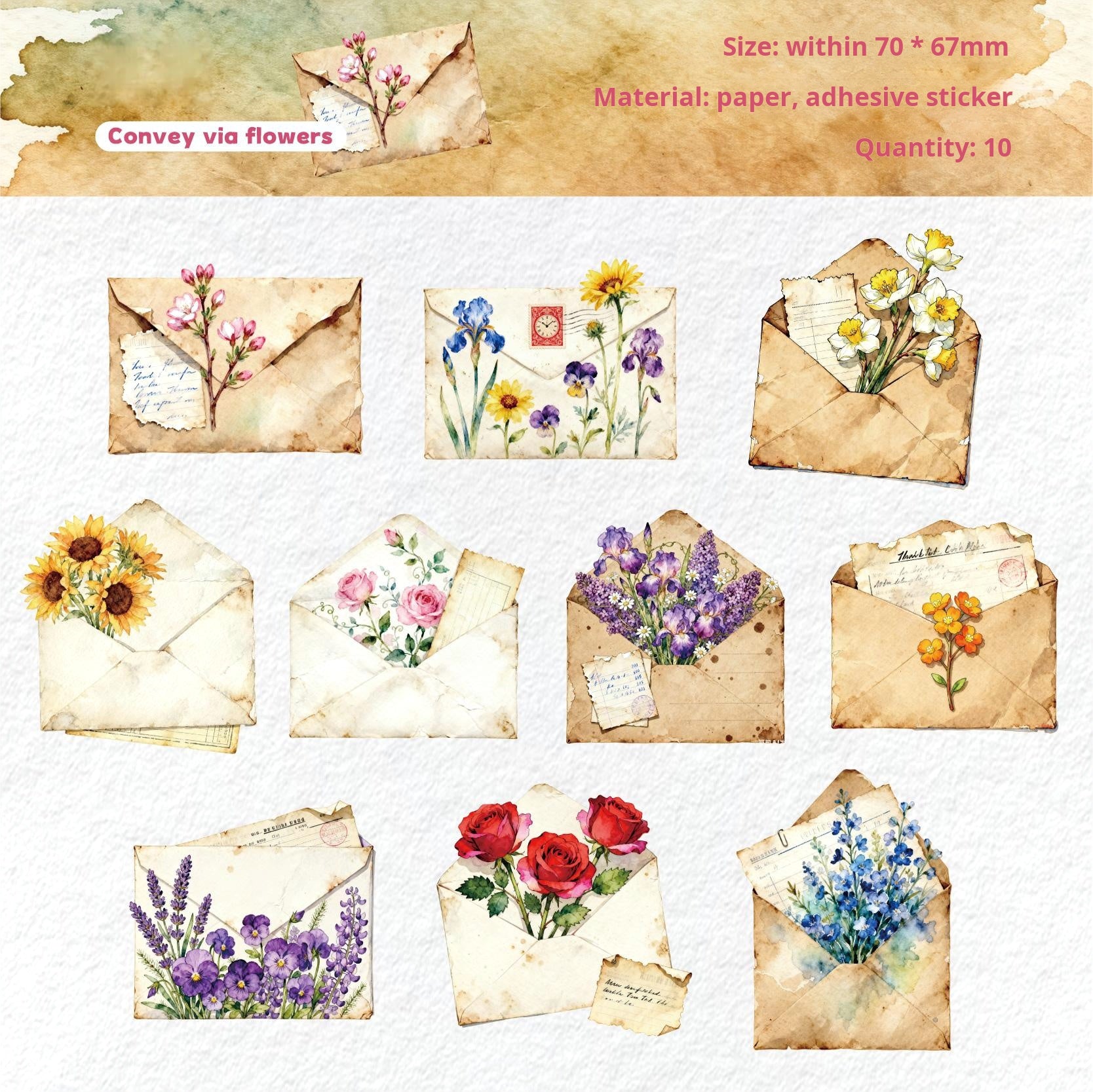 1023 Letter from afar sticker -10Pcs each pack