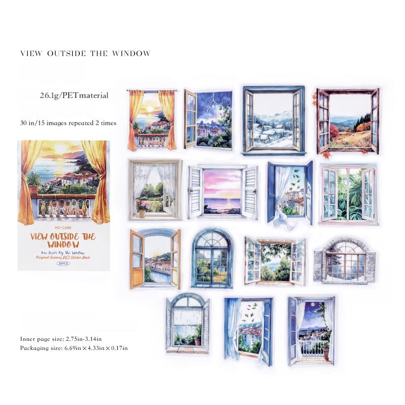 0827 Window PET Sticker -30Pcs each pack